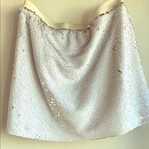 Topshop white and silver sequence mini skirt size2